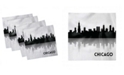 Ambesonne Chicago Skyline Set of 4 Napkins, 18" x 18"